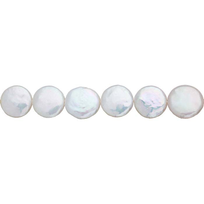 Freshwater Cultured 12–13mm Coin Pearl Strand, White, A-Grade