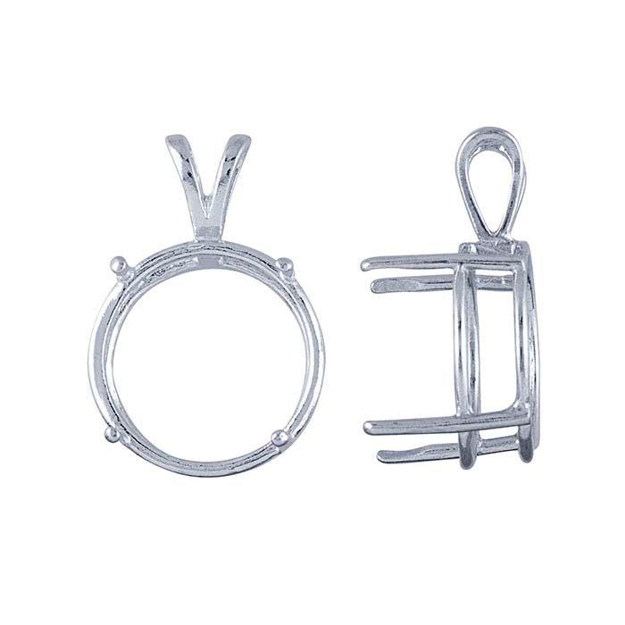 Sterling Silver 18mm Round ReadySet™ Basket Pendant Mounting