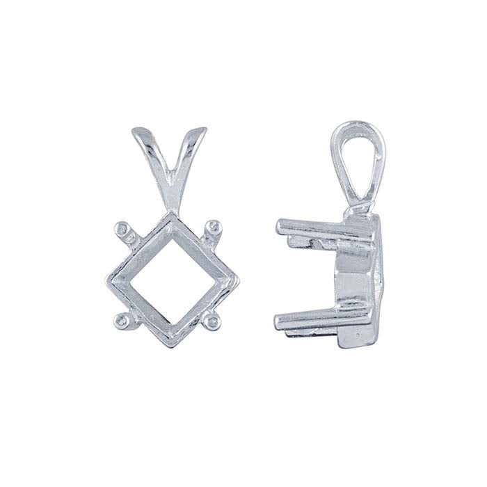 Sterling Silver 8mm Square ReadySet™ Pendant Mounting