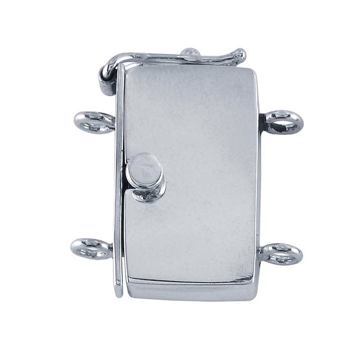 Sterling Silver 21 x 20mm Rectangle Box Clasp with Safety Catch, 2-Strand