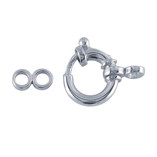 Sidabro 19 x 10 mm spyruoklinis žiedinis užsegimas su pritvirtinamu žiedu