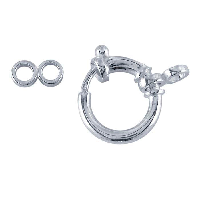 Fermoir anneau ressort en argent sterling 21 x 12 mm avec anneau de fixation