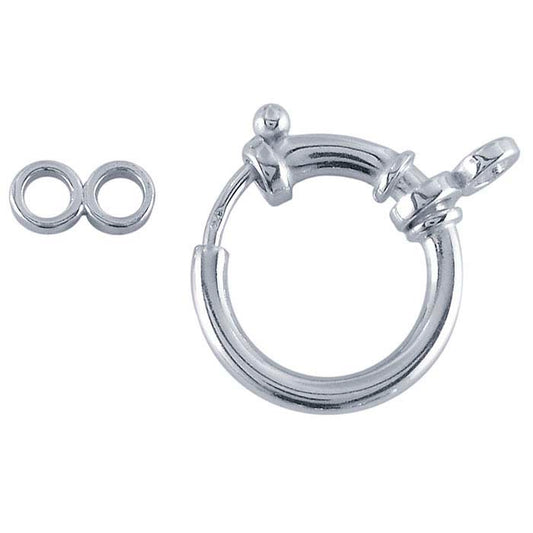 Sidabro 23 x 14 mm spyruoklinis užsegimas su pritvirtinamu žiedu