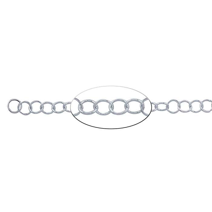 Sterling Silver 4.8mm Round Cable Chain, 3.05 m. Spool