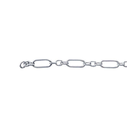 Sterling Silver 2.2mm Oval Long & Short Chain, By the Foot