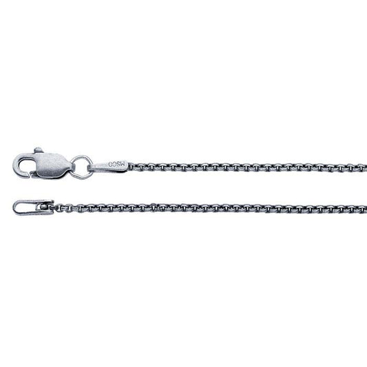 Sterling Silver Oxidized 1.25mm Rounded Box Chain
