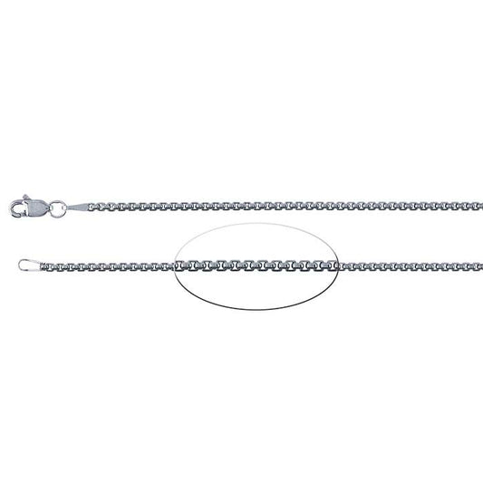 Sterling Silver Oxidized 1.7mm Rounded Box Chain