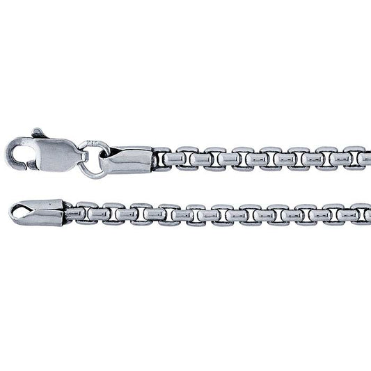 Sterling Silver Oxidized 2.5mm Rounded Box Chain