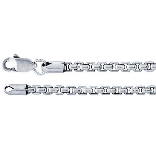 Sterling Silver Oxidized 2.5mm Rounded Box Chain