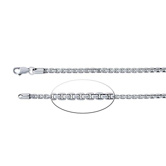 Sterling Silver Oxidized 2.5mm Rounded Box Chain