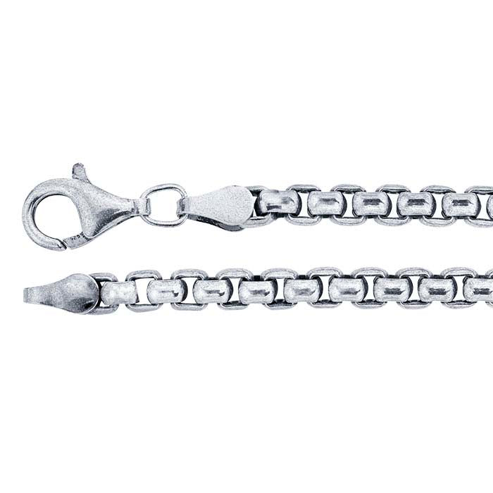 Sterling Silver Oxidized 3.6mm Rounded Box Chain