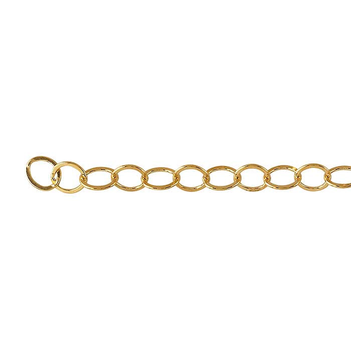 14/20 Guld Fyldt Guldfarvet 4,5 mm Flad Oval Kabelkæde, Pr. Fod