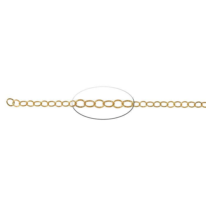 14/20 Guld Fyldt Guldfarvet 4,5 mm Flad Oval Kabelkæde, Pr. Fod