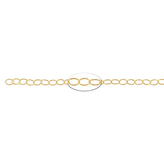14/20 Yellow Gold-Filled 5.5mm Patterned Flat Oval Cable Chain, By the Foot