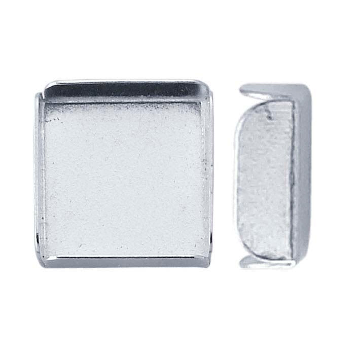 Sterling Silver 12 x 12mm Square Split-Wall Bezel Cup Setting