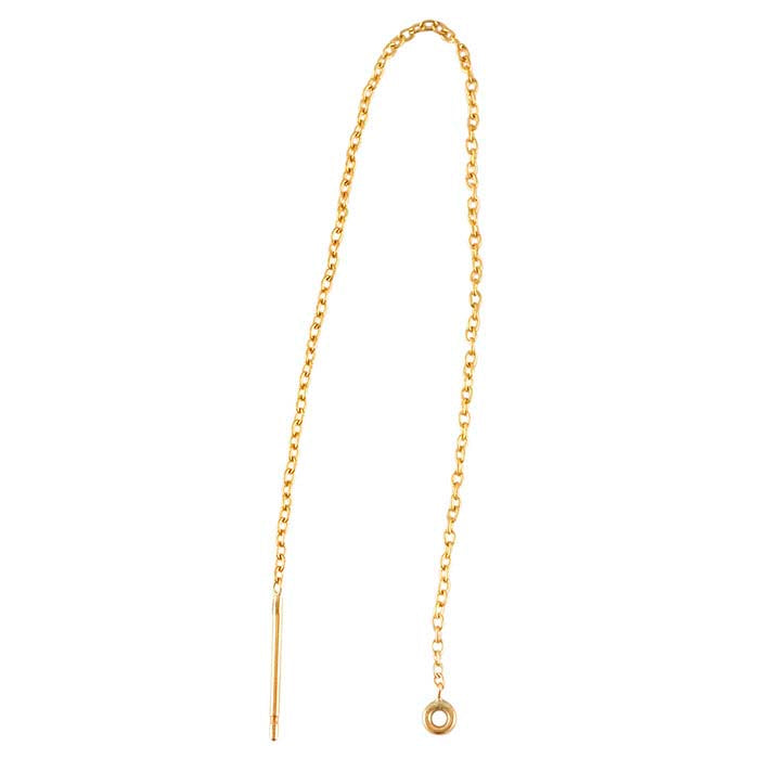 14/20 Yellow Gold-Filled Chain Ear Thread with Closed Ring