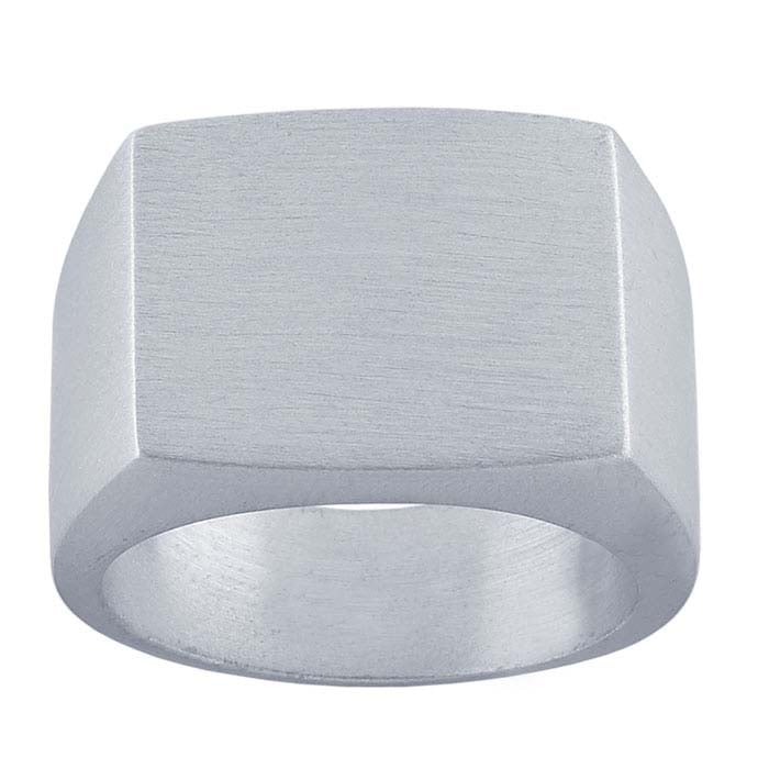 Sterling Silver Brushed-Finish 17 x 14mm Rectangle Signet Ring