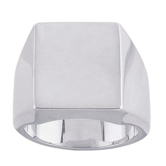 Anillo de sello rectangular de plata de ley 14 x 13 mm