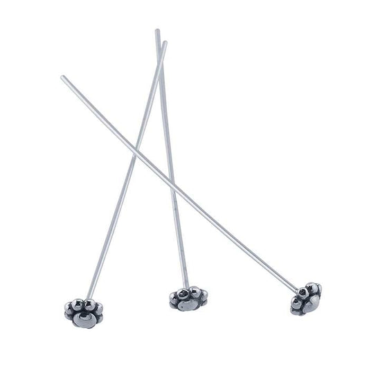 Sterling Silver 50.8mm Beaded Head Pin, 0.72mm, 1/2-Hard