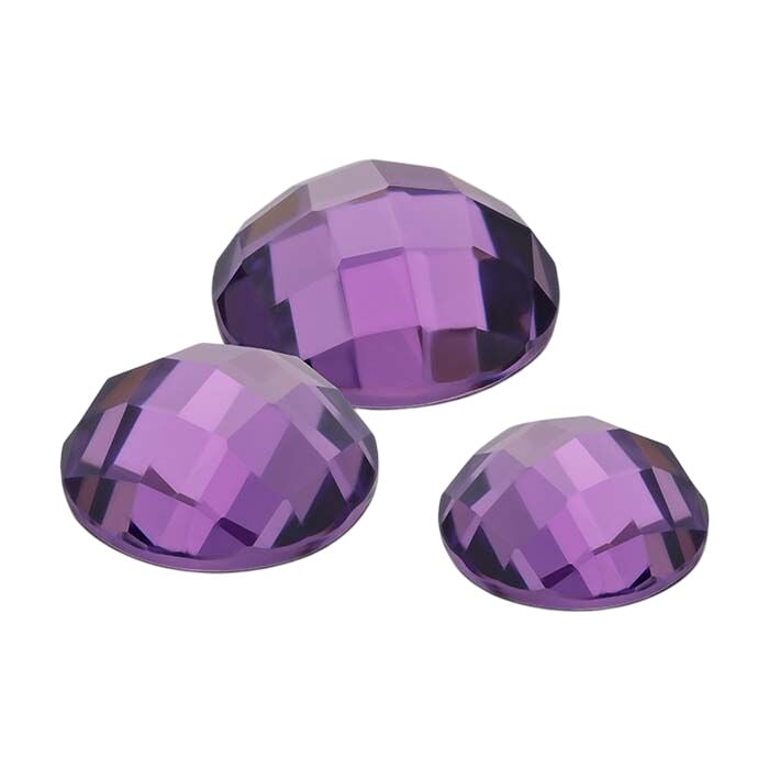 Purple CZ Round Rose-Cut Cabochon