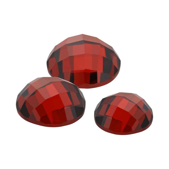 Red CZ 6mm Round Rose-Cut Cabochon
