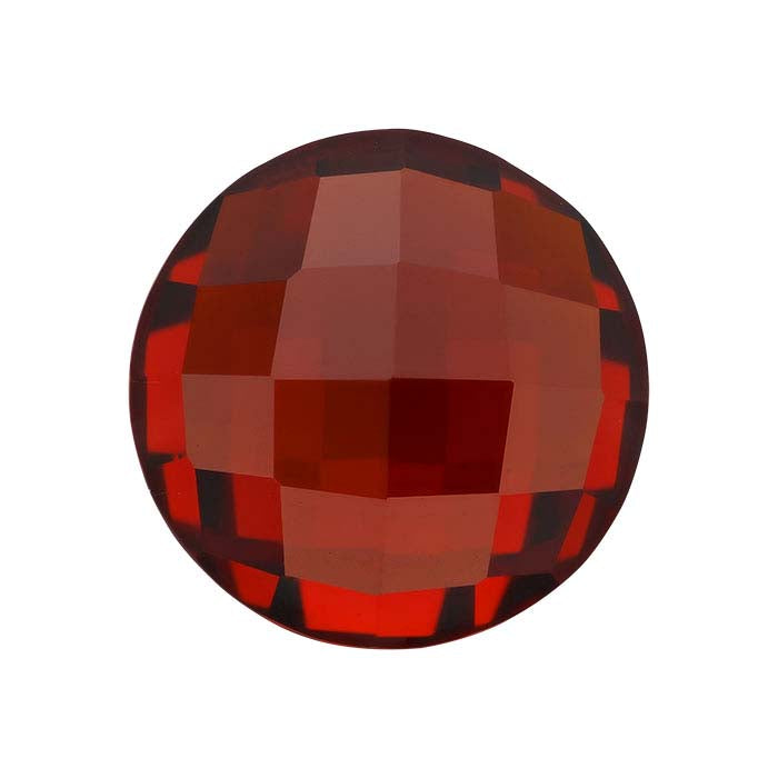 Red CZ 6mm Round Rose-Cut Cabochon