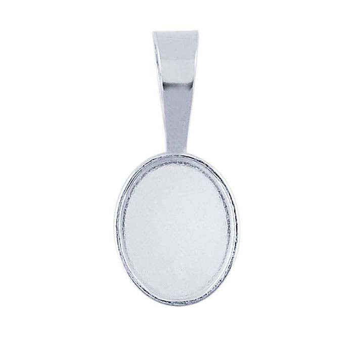 Sterling Silver 10 x 8mm Oval Cabochon Pendant Mounting