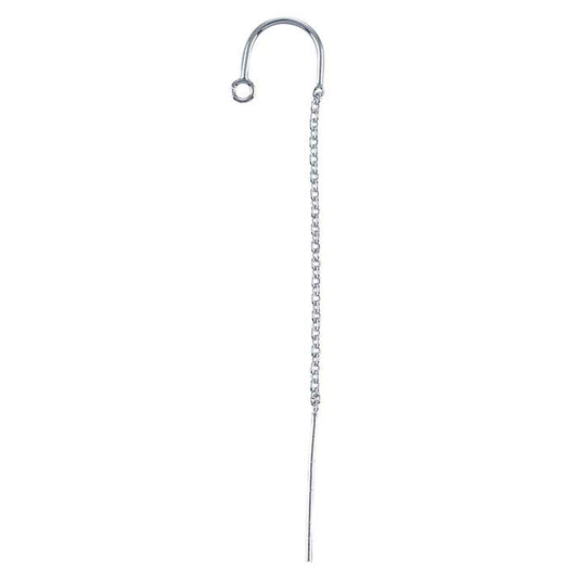 Sterling Silver Cable Chain Ear Thread with U-Bar and Open Ring