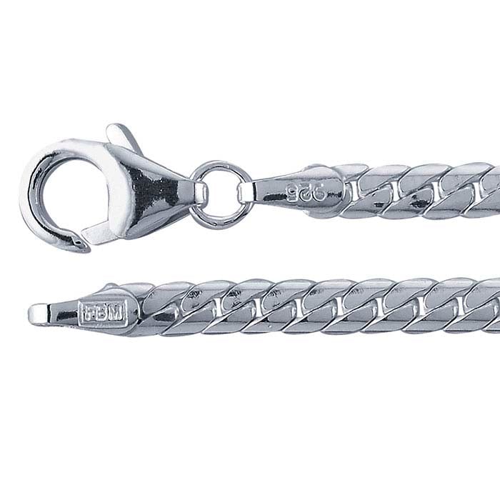 Sterling Silver Beveled Oval Curb Chain