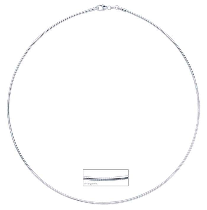 Sterling Silver 1.5mm Round Omega Neck Chain with Removable End Cap