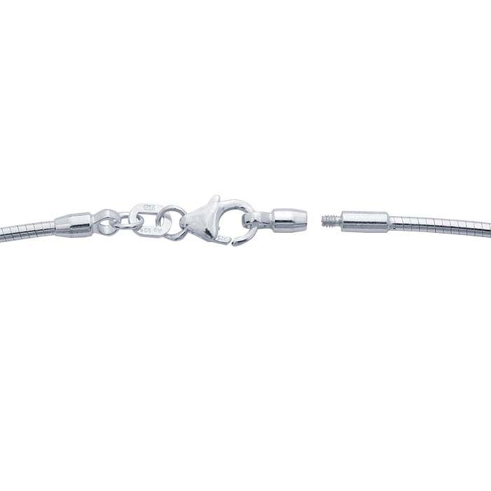 Sterling Silver 1.5mm Round Omega Neck Chain with Removable End Cap