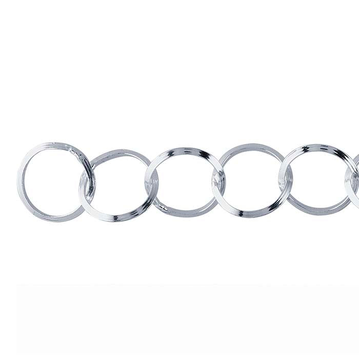Sterling Silver 10mm Triangeltråd Rund Kabelkedja, Per Fot