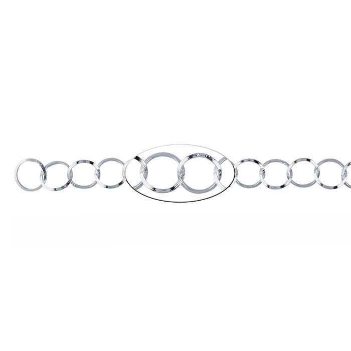 Sterling Silver 10mm Triangeltråd Rund Kabelkedja, Per Fot