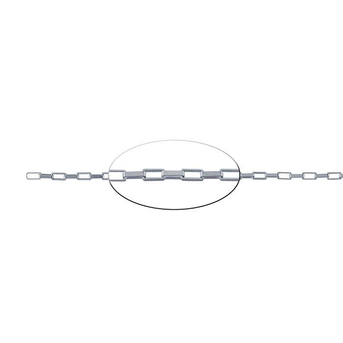 Sterling Silver 1.7mm Long Box Chain, By the Foot