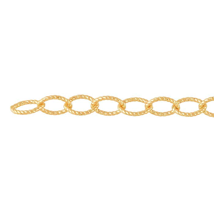 14/20 Yellow Gold-Filled 7mm Rope-Patterned Oval Cable Chain, By the Foot