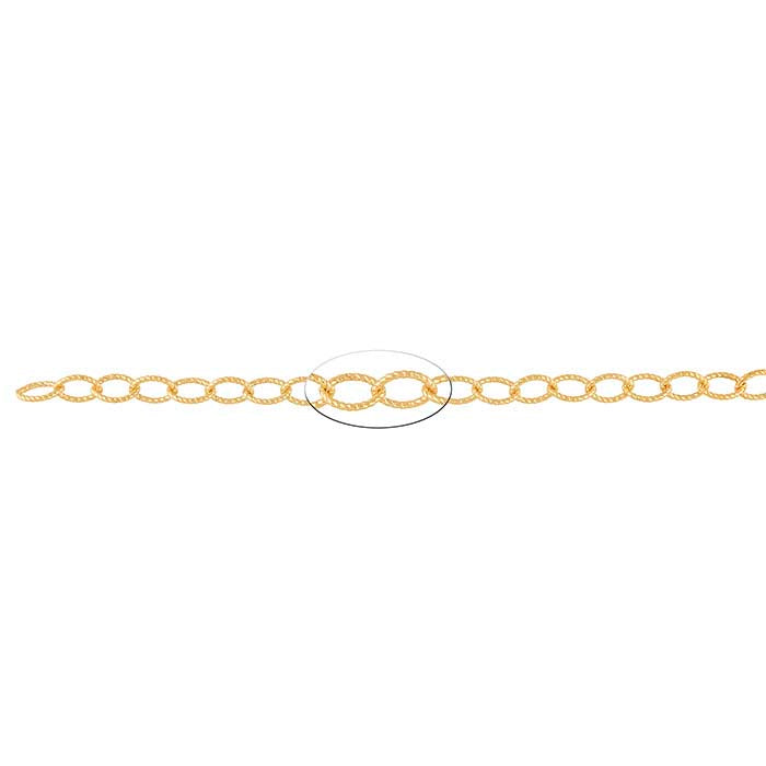 14/20 Yellow Gold-Filled Rope-Patterned Oval Cable Chain