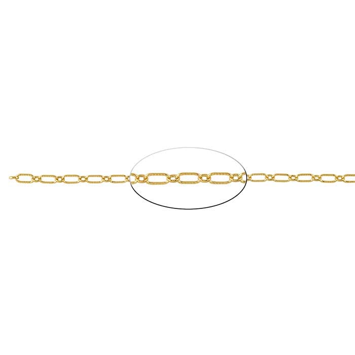 14/20 Yellow Gold-Filled Patterned Long & Short Chain