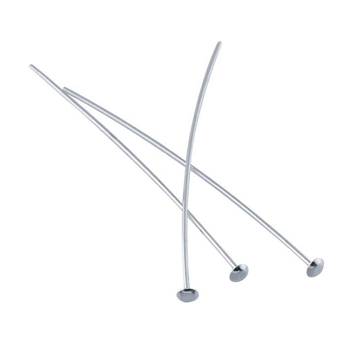 Sterling Silver 50.8mm 2.9mm Domed Head Pin, 1/2-Hard