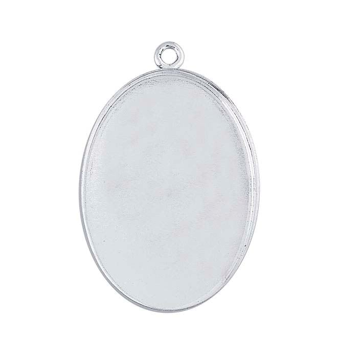 Sterling Silver 25 x 18mm Oval Cabochon Component Mounting