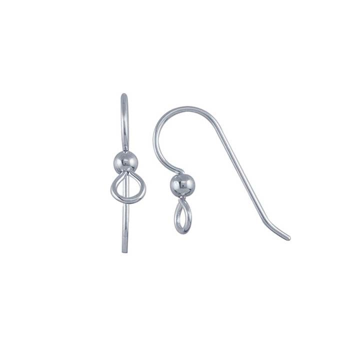 Ear Wire with Loop and 3mm Bead