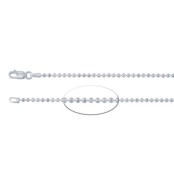 Sterling Silver 2mm Diamond-Cut Bead Chain