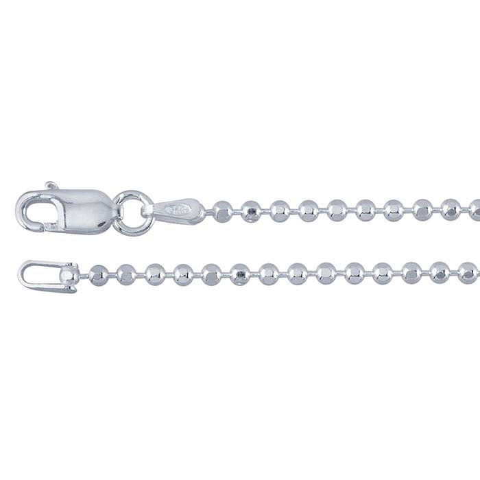 Sterling Silver 2mm Diamond-Cut Bead Chain