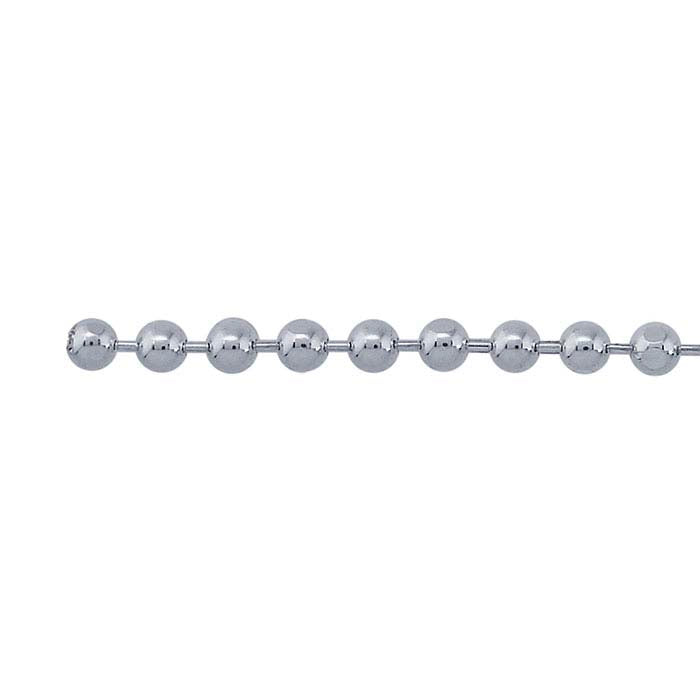 Sterling Silver 2mm Diamond-Cut Bead Chain, By the Foot