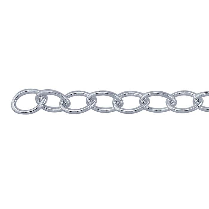 Sterling Silver 3.7mm Oval Cable Chain, By the Foot