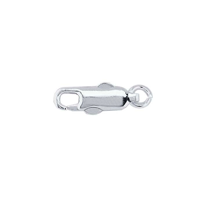 Fermoir mousqueton double-poussoir ovale 15,5 x 5 mm en argent sterling avec anneau ouvert