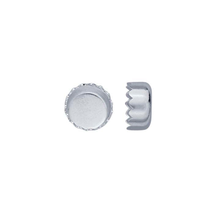 Ajuste de copa biselada con borde serrado redondo de 4 mm en plata fina .999