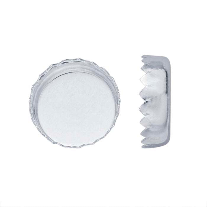 Impostazione a coppa con castone smerlato rotondo da 8 mm in argento puro 999