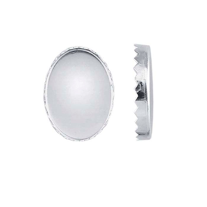 .999 Fint silver 14 x 10 mm oval serrerad kant infattningskopp