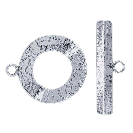 Sterling Silver 30.1 x 24.9mm Textured Toggle Clasp