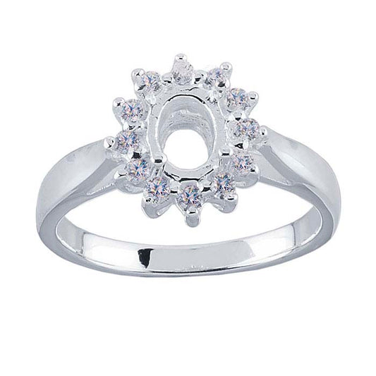 Sterling Silver 7 x 5mm Oval Semi-Mount Engagement Ring Mounting